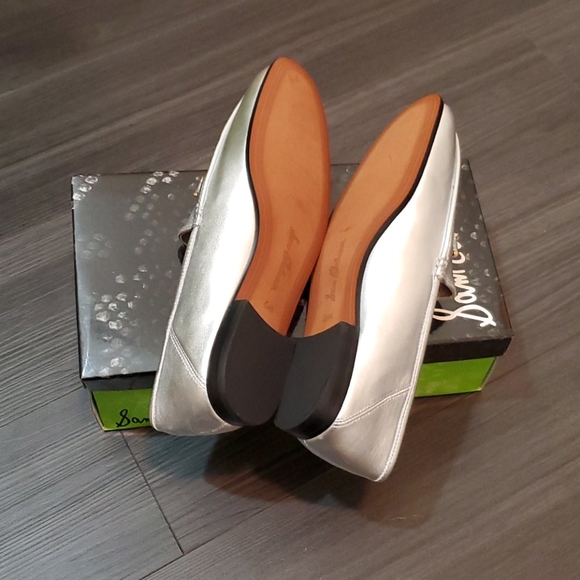 Sam Edelman Loraine Silver Leather Loafers - Picture 2 of 7